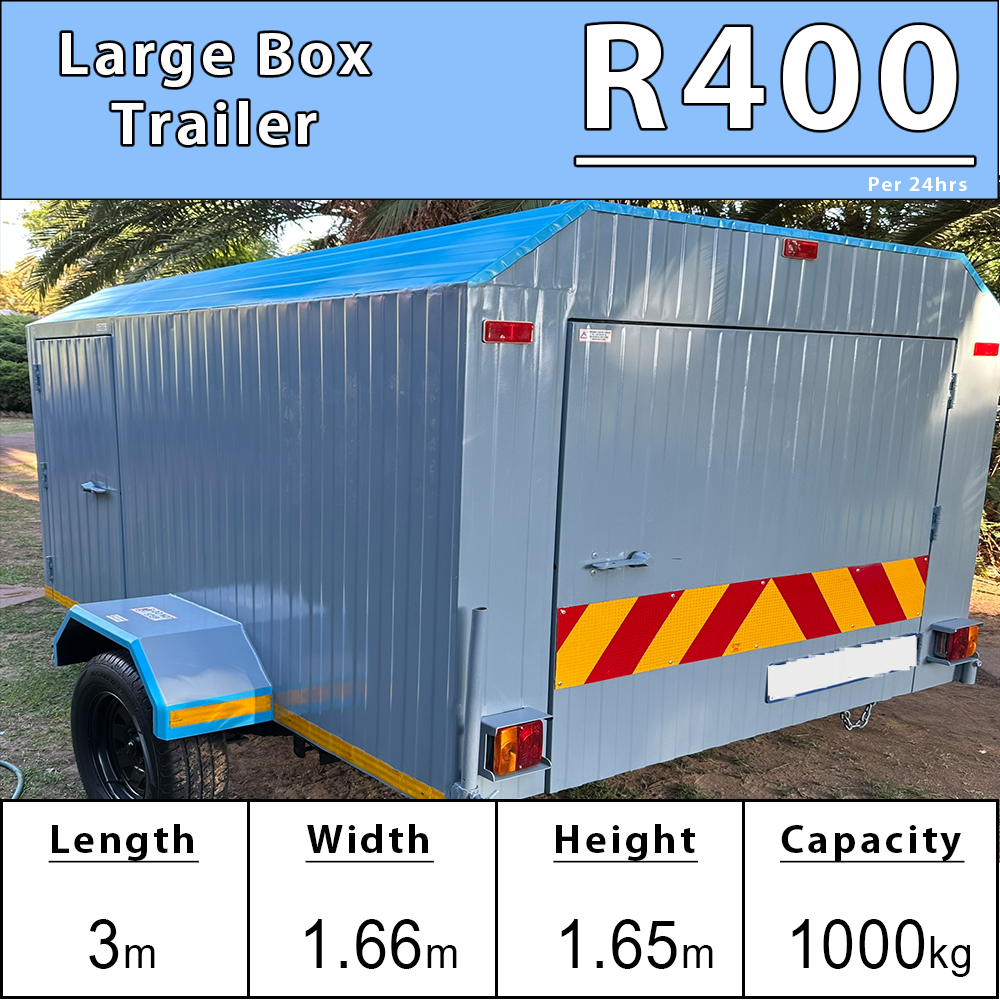 Large 3-meter box trailer suitable for transporting goods or equipment