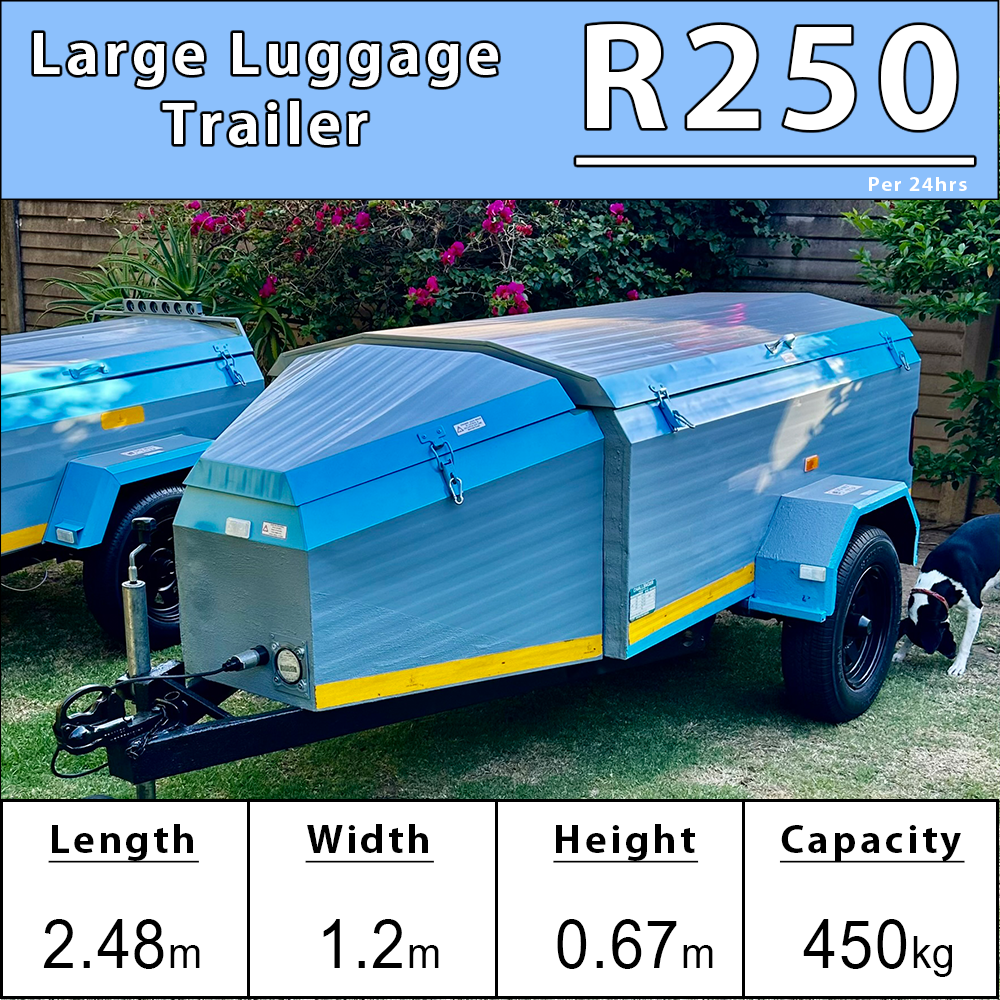 Large luggage trailer with 2.48-meter length, ideal for travel or cargo transport
