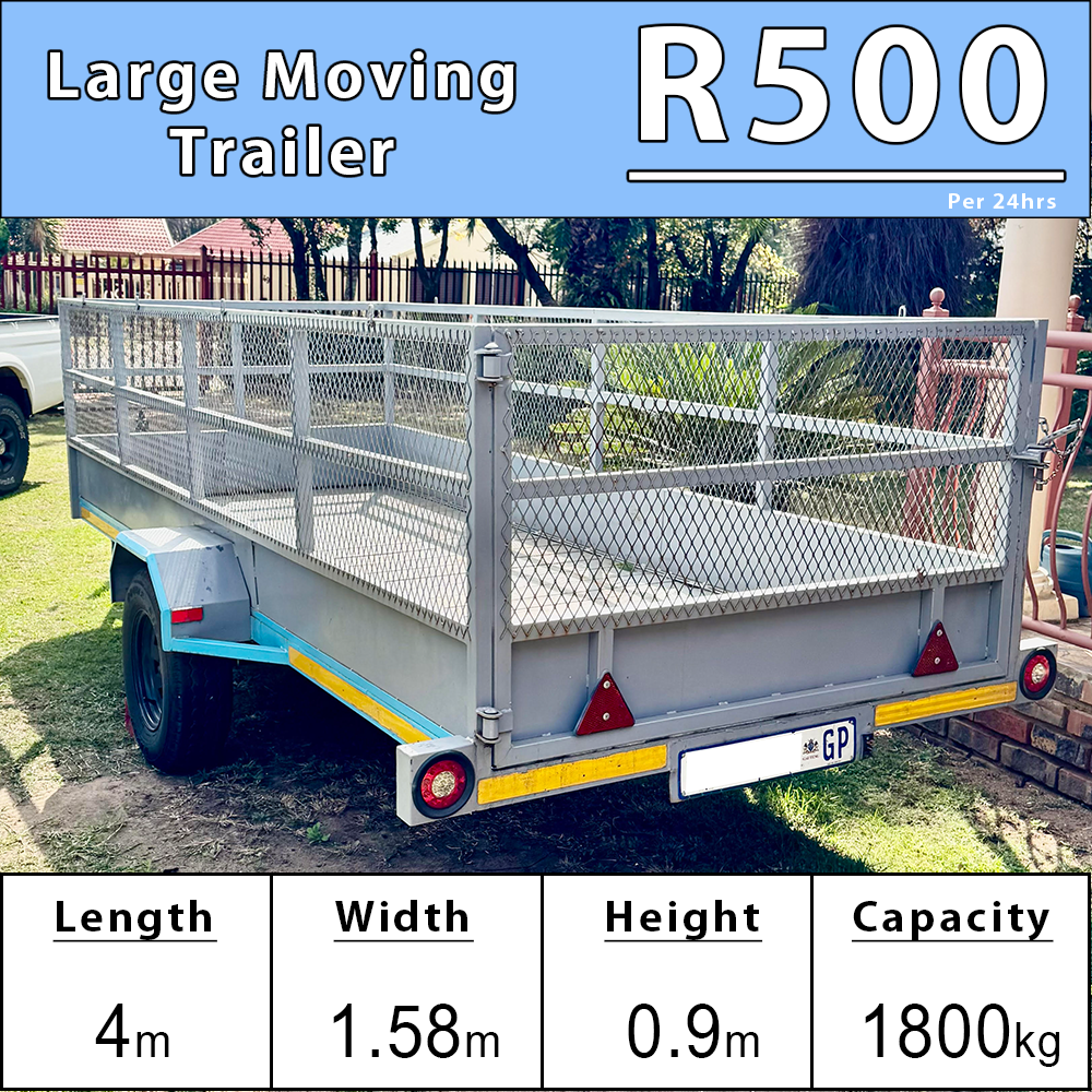 4-meter large mesh trailer ideal for moving furniture or bulky items